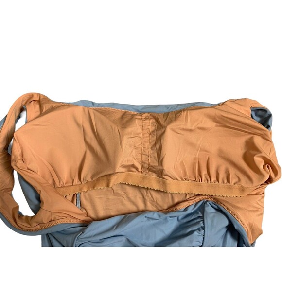 J.Crew Square Neck Bathing Suit Women’s Size 22 One Piece Ruching Blue BF179 New - Picture 8 of 10